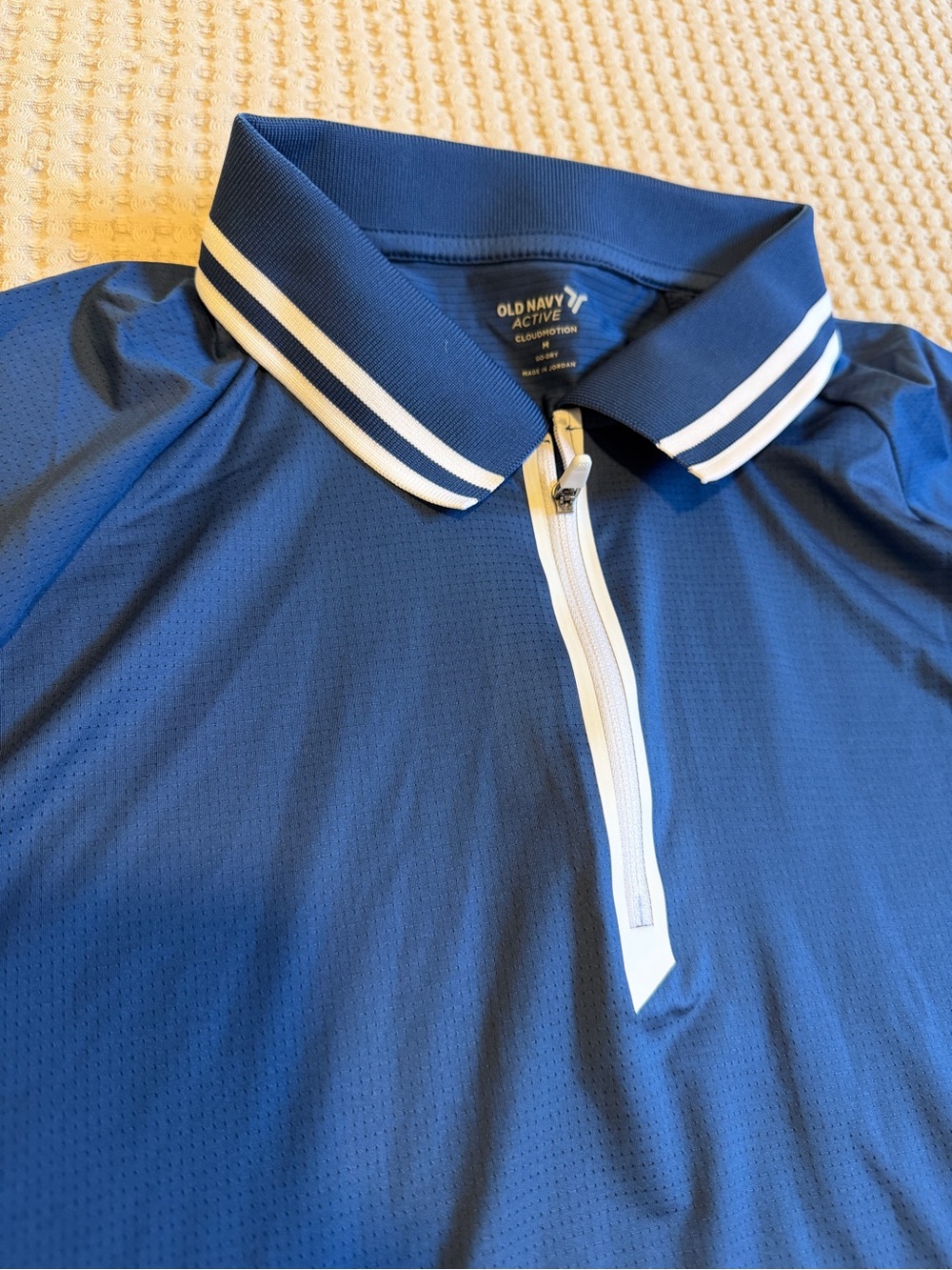 Old Navy Blue Active Zip Polo with White Trim